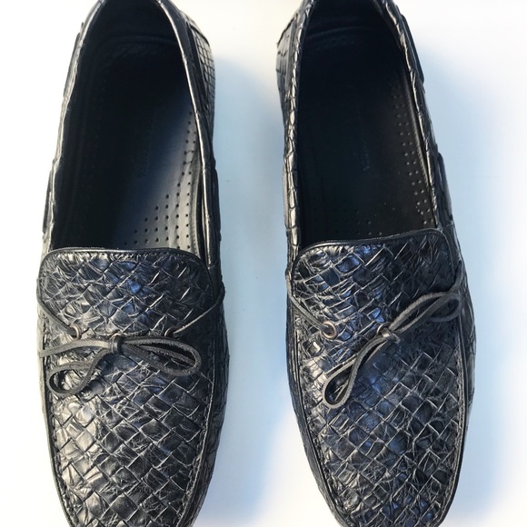 BOTTEGA VENETA BLACK CROCODILE LEATHER MOCCASINS MEN\'S US SIZE 9; EU 42; UK 8